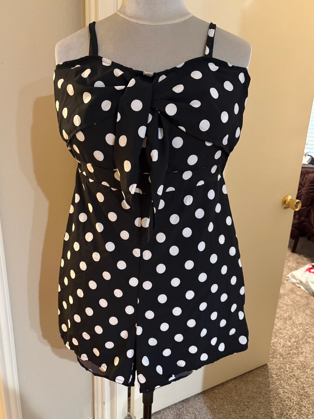 Black and White Polka Dot shorts romper